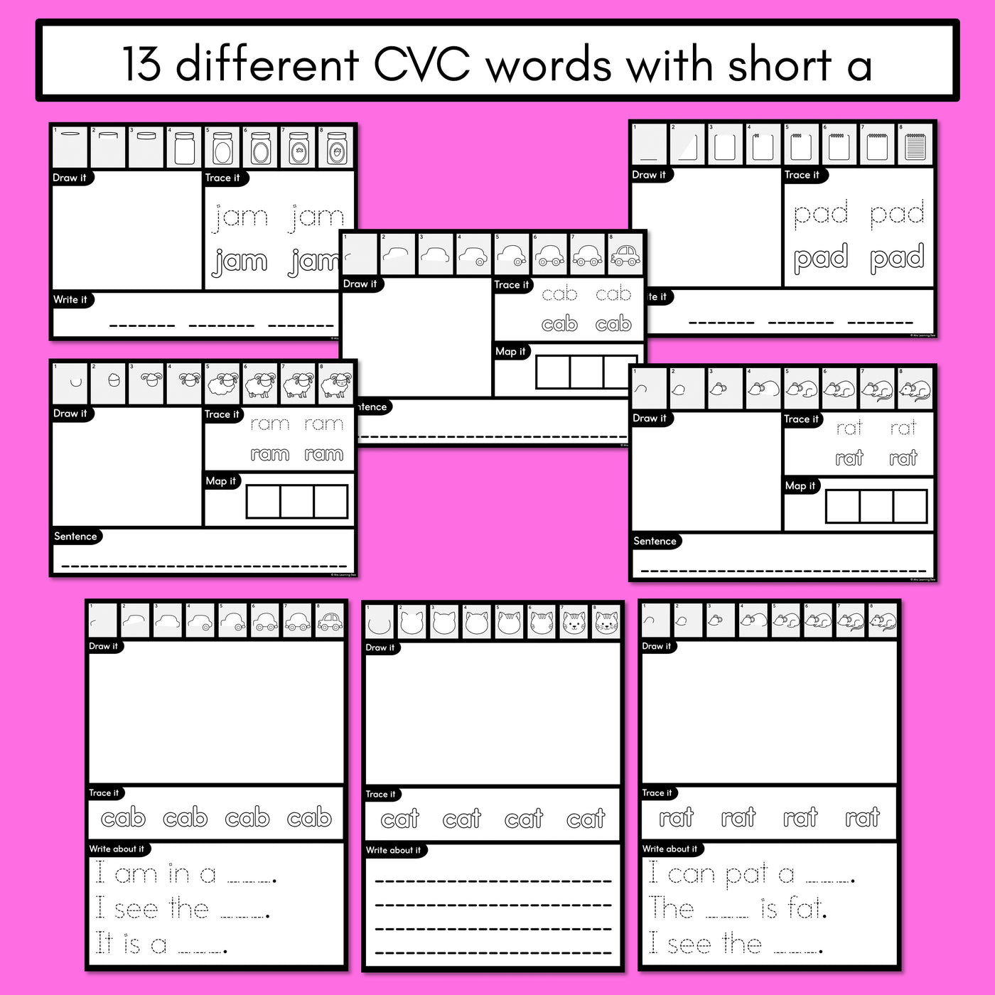 PHONICS DECODABLE DIRECTED DRAWINGS - CVC Words Short A