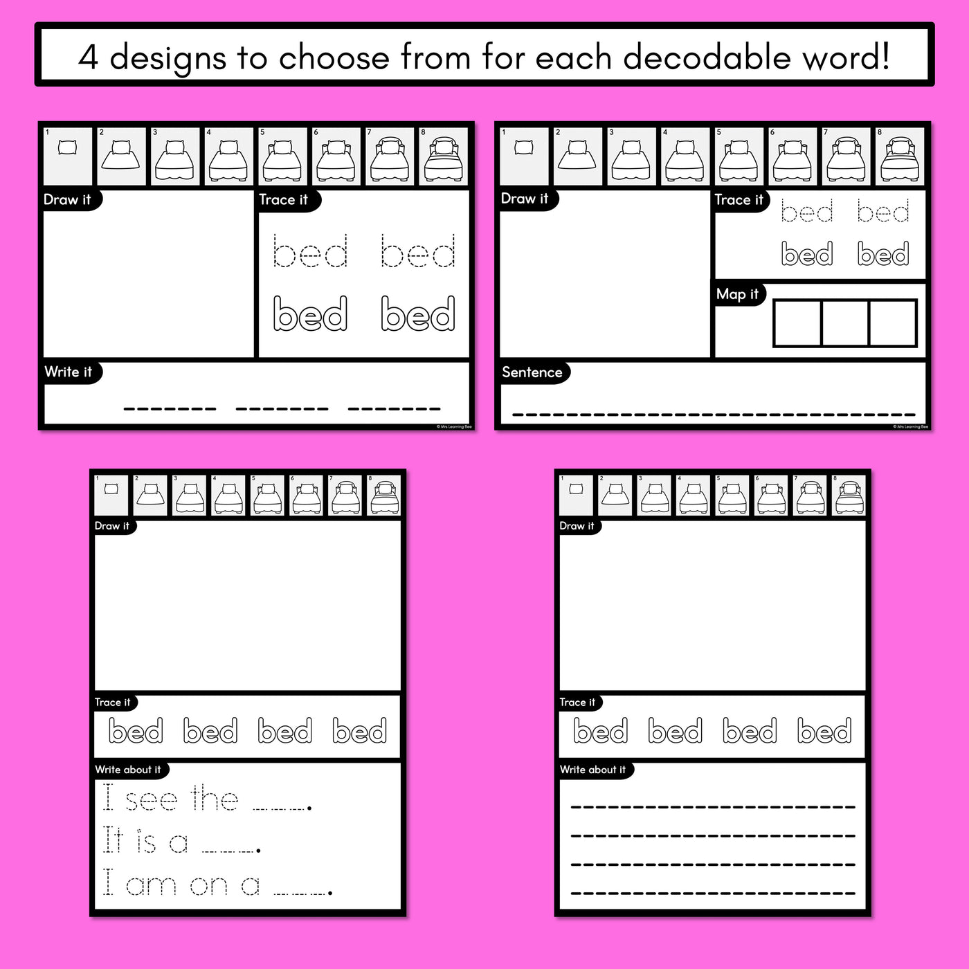 PHONICS DECODABLE DIRECTED DRAWINGS - CVC Words Short E