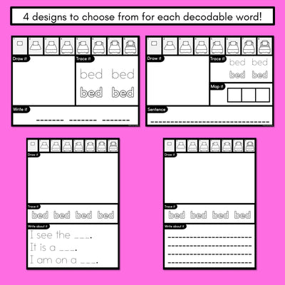 PHONICS DECODABLE DIRECTED DRAWINGS - CVC Words Short E