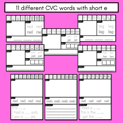 PHONICS DECODABLE DIRECTED DRAWINGS - CVC Words Short E