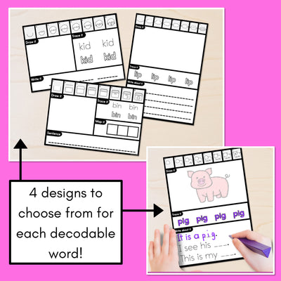 PHONICS DECODABLE DIRECTED DRAWINGS - CVC Words Short I