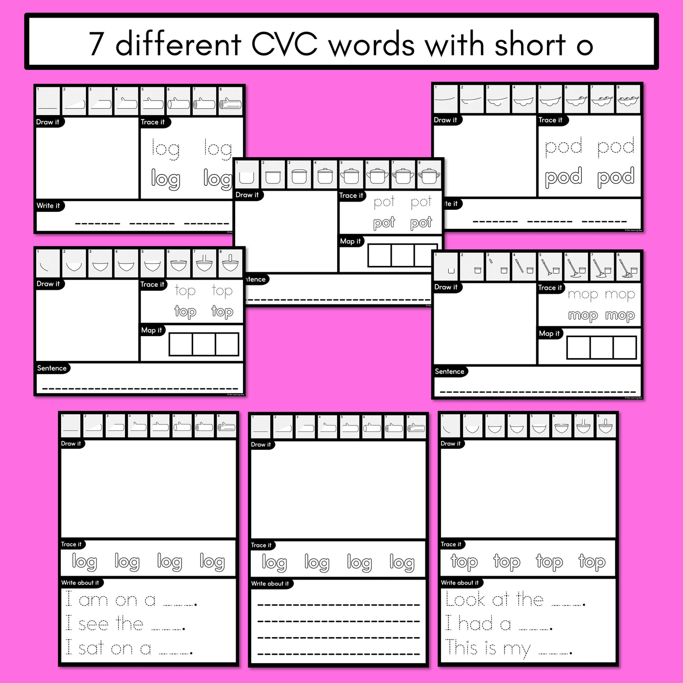 PHONICS DECODABLE DIRECTED DRAWINGS - CVC Words Short O