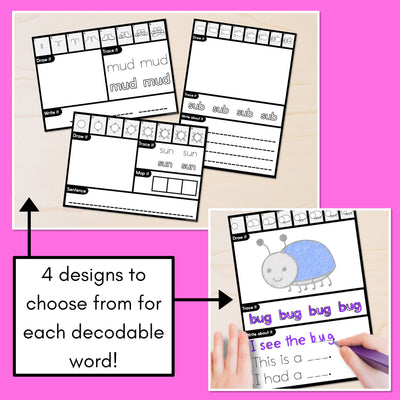 PHONICS DECODABLE DIRECTED DRAWINGS - CVC Words Short U