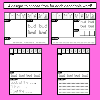 PHONICS DECODABLE DIRECTED DRAWINGS - CVC Words Short U