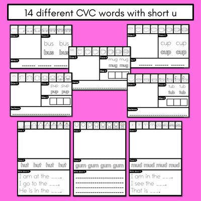 PHONICS DECODABLE DIRECTED DRAWINGS - CVC Words Short U