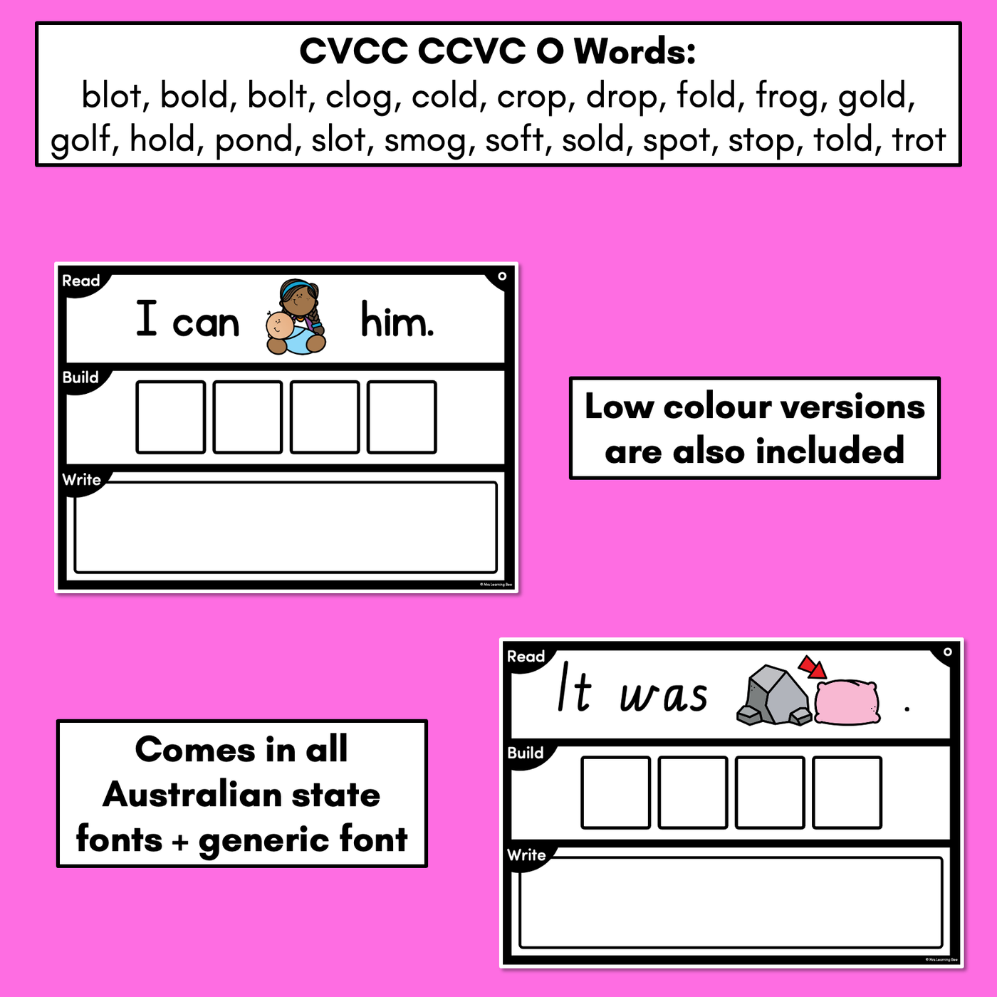 DECODABLE SENTENCE MATS WITH CVCC CCVC Short O WORDS: Read It, Build It, Write It