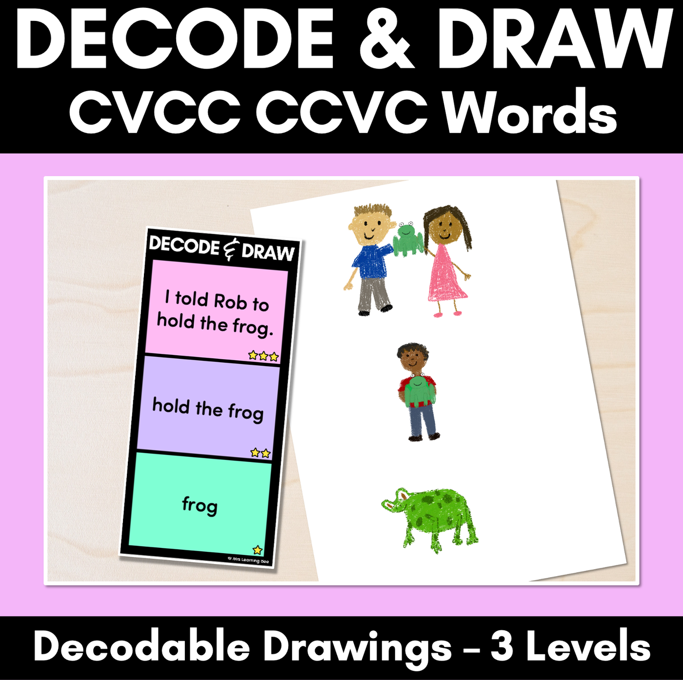 DECODE & DRAW - CVCC & CCVC Words - Decodable Drawing Phonics Task Cards