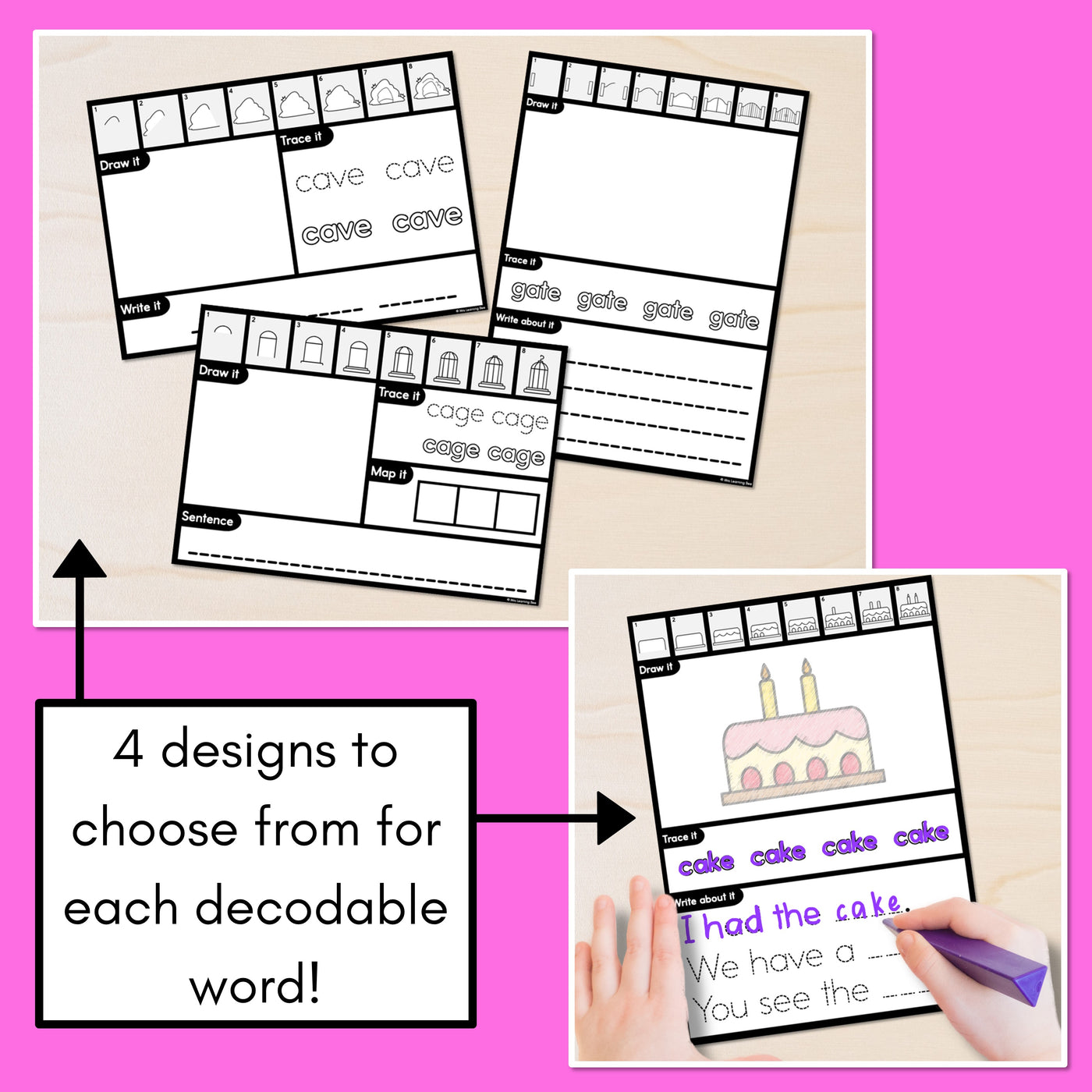 PHONICS DECODABLE DIRECTED DRAWINGS - CVCe Words Long A