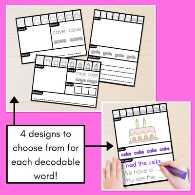 PHONICS DECODABLE DIRECTED DRAWINGS - CVCe Words Long A