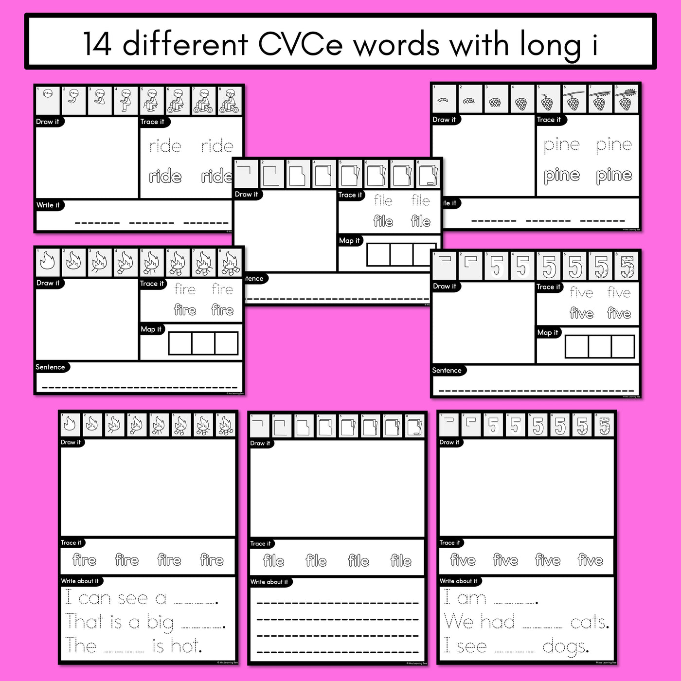 PHONICS DECODABLE DIRECTED DRAWINGS - CVCe Words Long I