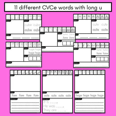 PHONICS DECODABLE DIRECTED DRAWINGS - CVCe Words Long U