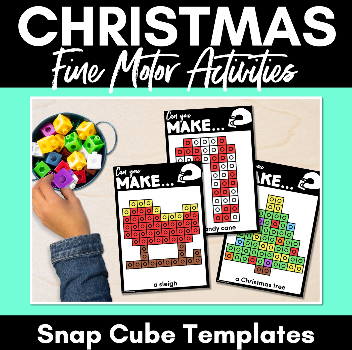 Fine Motor Christmas Activities - Snap Cube Cube Templates