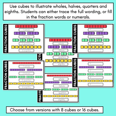 Fraction Cubes - Wholes, Halves, Quarters, Eighths