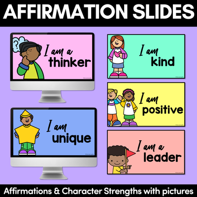 Affirmation Slides with Pictures - RAINBOW BRIGHTS - designed to match the Free Printable Affirmation Station Cards