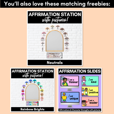 Affirmation Slides with Pictures - NEUTRALS - designed to match the Free Printable Affirmation Station Cards