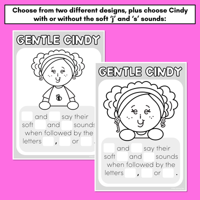 GENTLE CINDY - Student Templates for Soft G and Soft C Spelling Rule - Spelling Generalisations