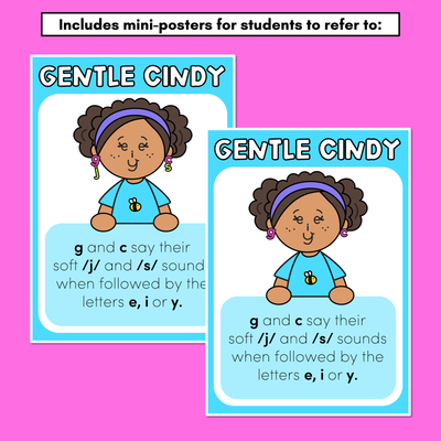GENTLE CINDY - Picture Sort for Soft G and Soft C Spelling Rule - Spelling Generalisations