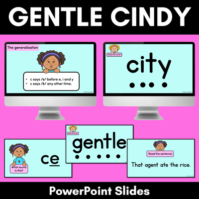 GENTLE CINDY - PowerPoint Slides for teaching the Soft G and Soft C Spelling Rule