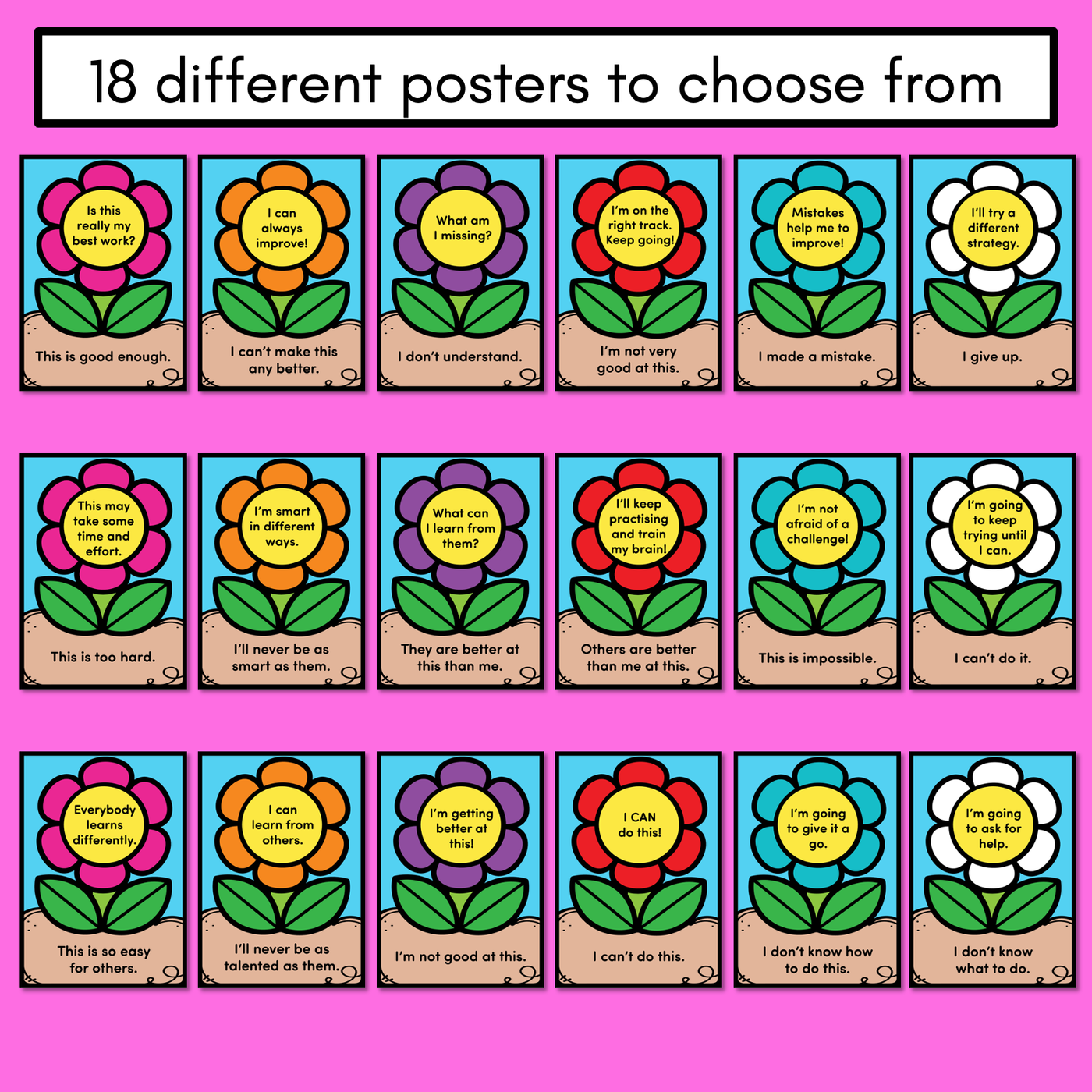 GROWTH MINDSET POSTERS - Change Your Words, Change Your Mindset Display