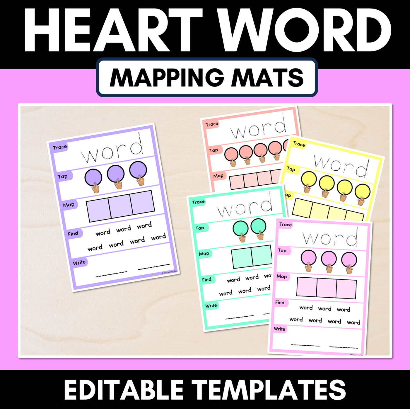 HEART WORD MAPPING MATS - High-Frequency Words - Editable Templates