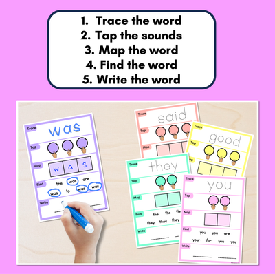 HEART WORD MAPPING MATS - High-Frequency Words - Editable Templates