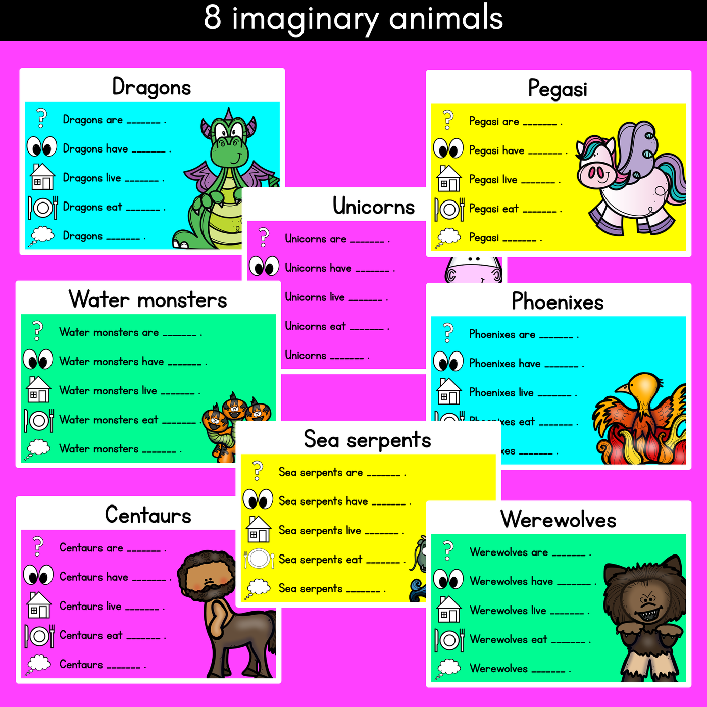 IMAGINARY ANIMALS Information Writing Slides