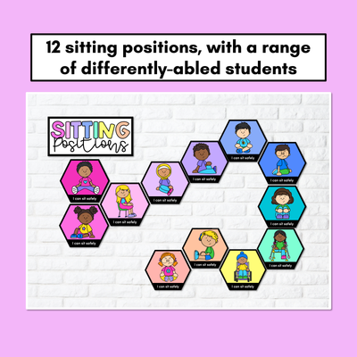 Inclusive Sitting Posters & Display - Hexagonal Rainbow Design