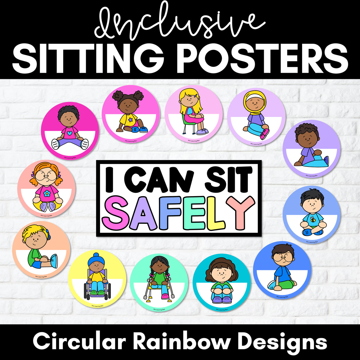 Inclusive Sitting Posters & Display - Circular Rainbow Design