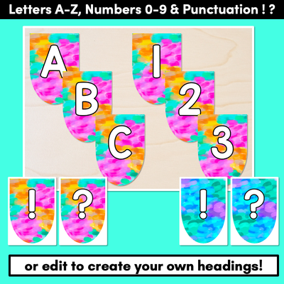 EDITABLE SCALLOPED BUNTING - Alphabet & Numbers - Inky Soda SYMPHONY Collection