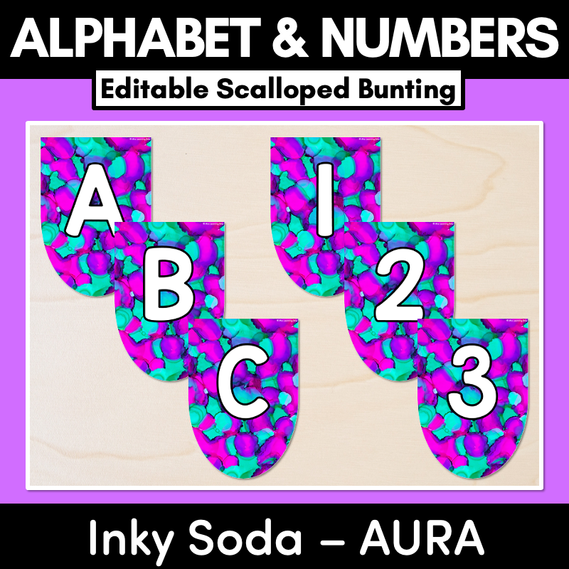 EDITABLE SCALLOPED BUNTING - Alphabet & Numbers - Inky Soda AURA Collection