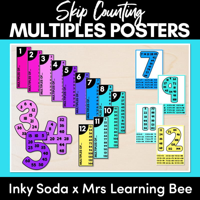 MULTIPLES & SKIP COUNTING POSTERS - Inky Soda Collection