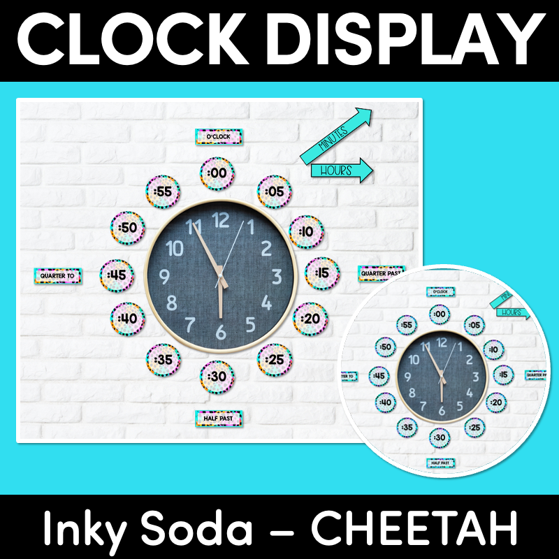 CLOCK DISPLAY - Inky Soda CHEETAH Collection