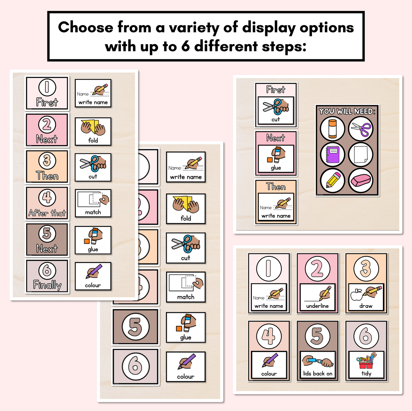 Instructional Icon Editable Templates - Classroom Instructions & Equipment Visuals - NEUTRAL PALETTE