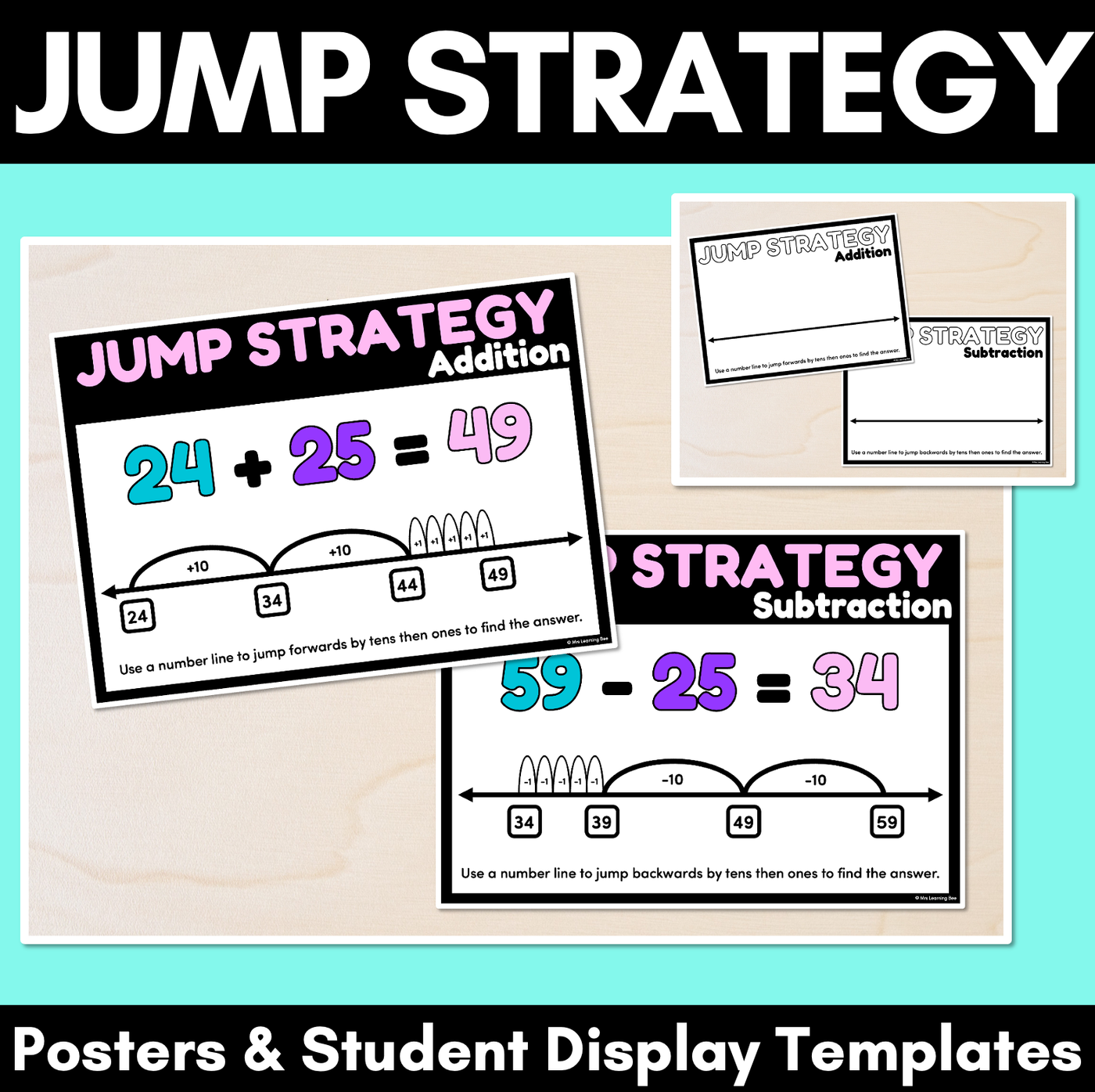Jump Strategy Addition & Subtraction - Posters & Student Display Templates