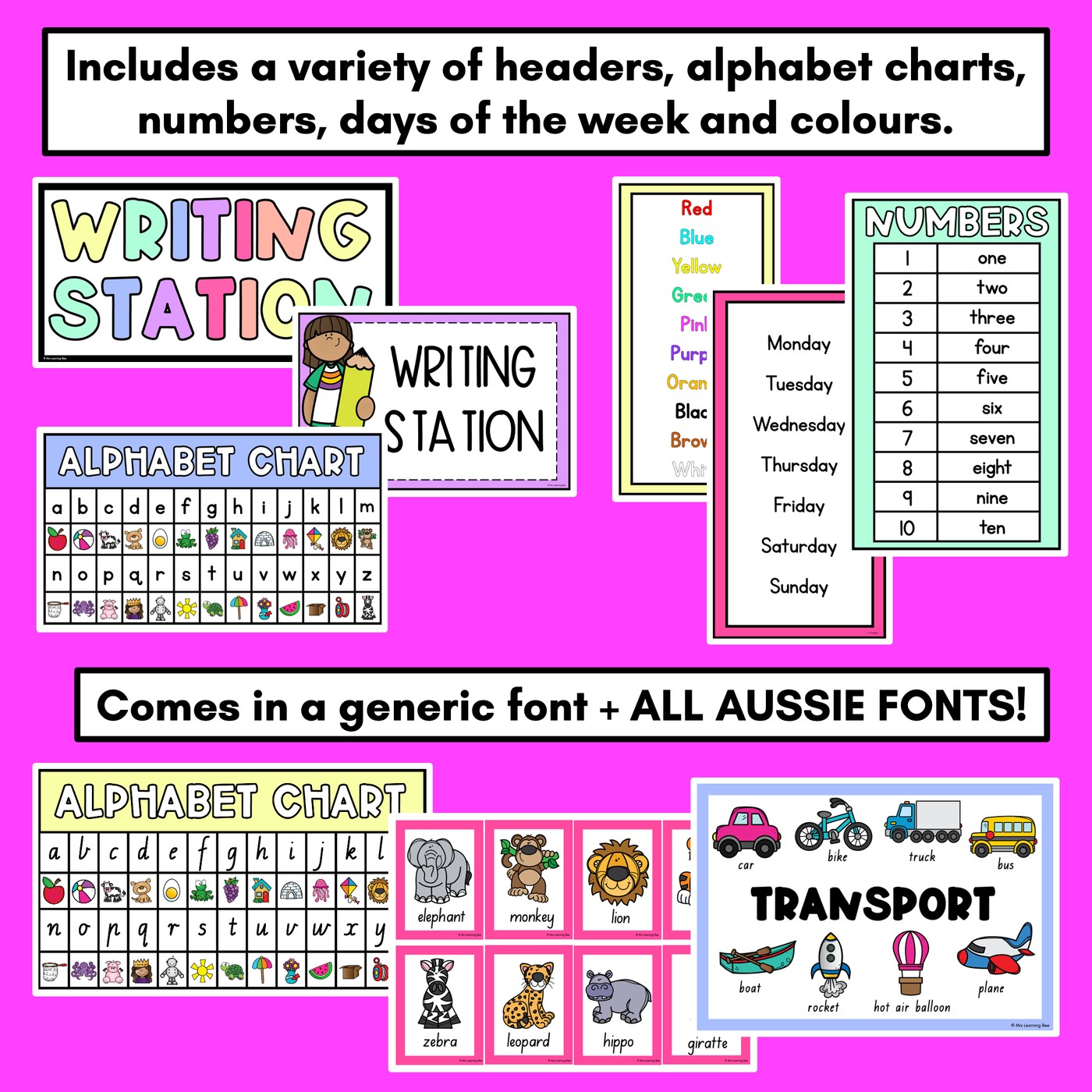 Kindergarten Writing Station - Vocabulary and Writing Prompts for Kindergarten and Grade 1