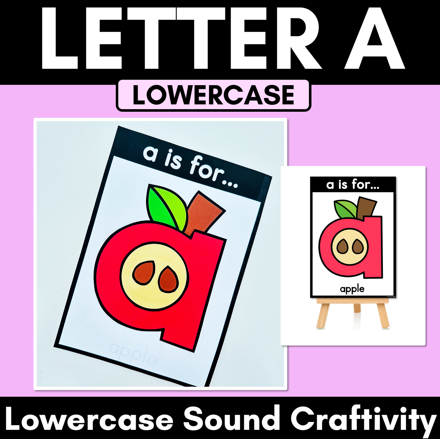 Beginning Sound Crafts - LOWERCASE Letter A - A is for Apple