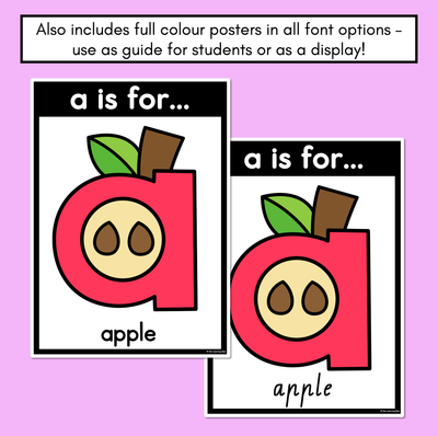 Beginning Sound Crafts - LOWERCASE Letter A - A is for Apple