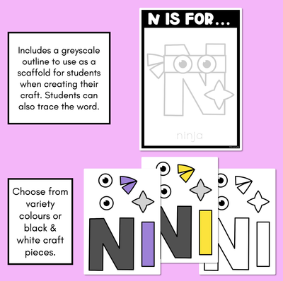 Beginning Sound Crafts - Letter N - N is for Ninja