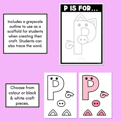 Beginning Sound Crafts - Letter P - P is for Pig