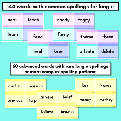 Long Vowel E Decodable Words and Sentence Cards