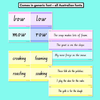 Long Vowel O Decodable Words and Sentence Cards