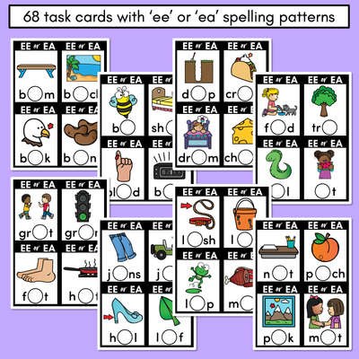 EE or EA - Pick the correct spelling pattern - Long E Task Cards