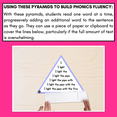LONG VOWEL I WORDS - Decodable Sentences Pyramids - Phonics Fluency