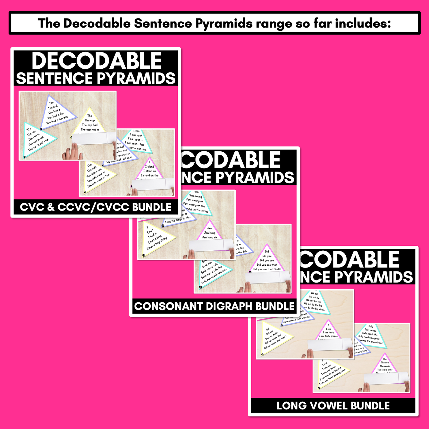 LONG VOWEL I WORDS - Decodable Sentences Pyramids - Phonics Fluency