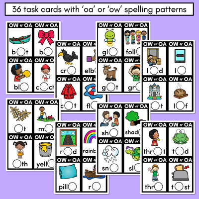 OA or OW - Pick the correct spelling pattern - Long O Task Cards