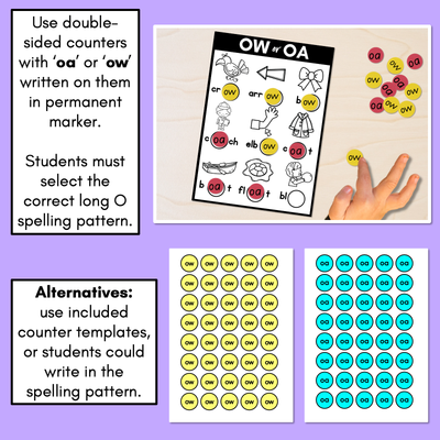 OA or OW - Pick the correct spelling pattern - Long O Printables