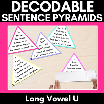 LONG VOWEL U WORDS - Decodable Sentences Pyramids - Phonics Fluency