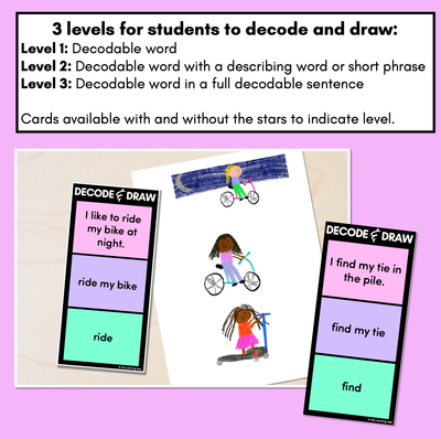 DECODE & DRAW - LONG VOWEL I - Decodable Drawing Phonics Task Cards