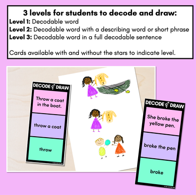 DECODE & DRAW - LONG VOWEL O - Decodable Drawing Phonics Task Cards