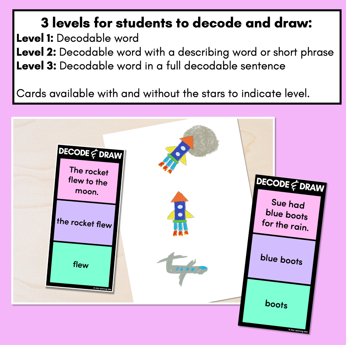 DECODE & DRAW - LONG VOWEL U - Decodable Drawing Phonics Task Cards